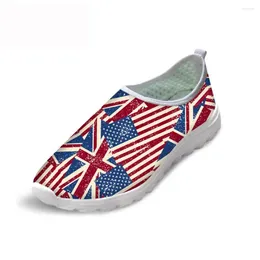 Chaussures de course American Flag imprimées UK Chaussures Femme en plein air Super Light Sports Slip on Flats Footwear