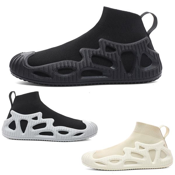 Chaussures de course Men classiques Femmes Mesh Slip-On Comfort Black Black Crème Chaussures Colours