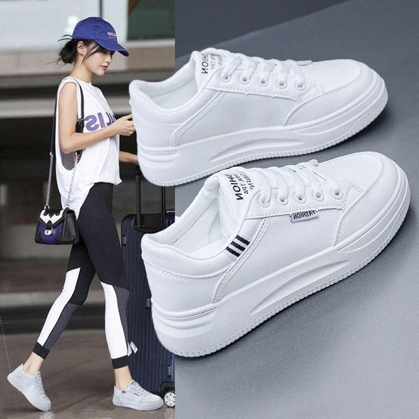 Chaussures de course Chaussures de créateurs de loisirs Chaussures décontractées Man Man Women's NOUVEAU LITTLE PROGRANT GOLINE Cuir Lace Up Fashion Versatile Little White Shoes H3M0 #