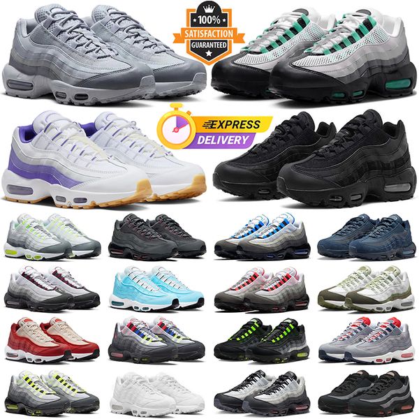 95 Chaussures de course Hommes Formateurs 95s Noir Blanc Bred Stade Vert Prep School Néon Volt Violet Tons Mystique Rouge Hommes Femmes Sports de plein air Baskets Coureurs