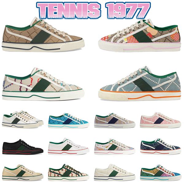Chaussures de course en cuir 1977 Tennis Low Tops Sneaker Chaussures Web vertes et rouges pour homme femme Baskets classiques blanches Sporty Trainer Baskets de sport noires bleu marine
