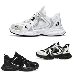 Zapatillas para correr para hombre, cómodas, suaves, punta redonda, con cordones, gris, negro, blanco, zapatillas deportivas para hombre, talla 39-44