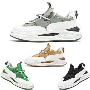 Chaussures de course hommes bas en cuir respirant à lacets noir vert clair jaune chaussures hommes formateurs sport baskets taille 40-44