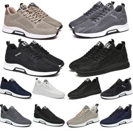 Tênis de corrida masculino feminino respirável preto branco cinza azul escuro esporte tênis confortável malha ao ar livre sapatos de primavera