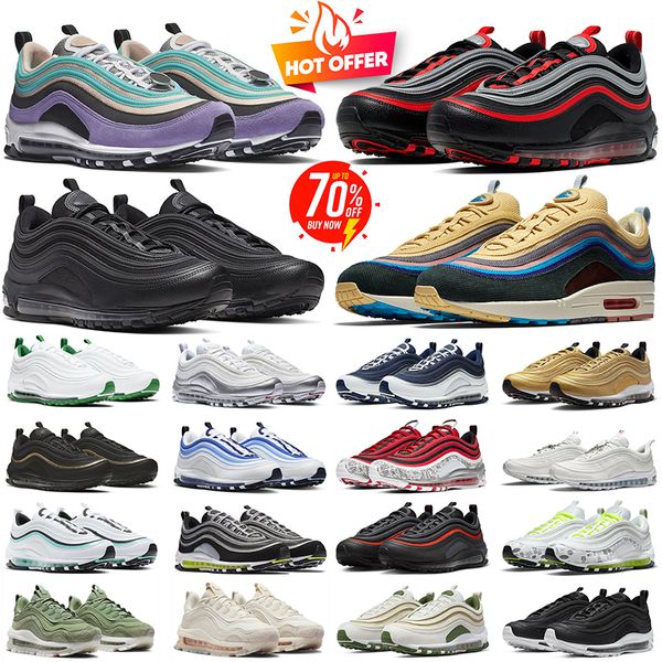 Chaussures de course hommes Designer Sean Wotherspoon Logo réfléchissant Black Red Silver Bullet Futura Triple Black Olive Cream Mens Outdoor Sports Sneakers Trainers