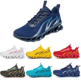 Zapatillas para correr hombres sin marca entrenadores de moda blancos blancos amarillos amarillos azul marino azul criado verde zapatillas deportivas #215