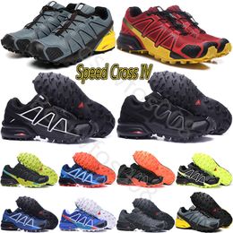chaussures de course Salomon Speed Cross 4.0 CS hommesGris clair jaune fluorescent noir baskets sports de plein air Vin rouge et noir Grande Taille 40-47