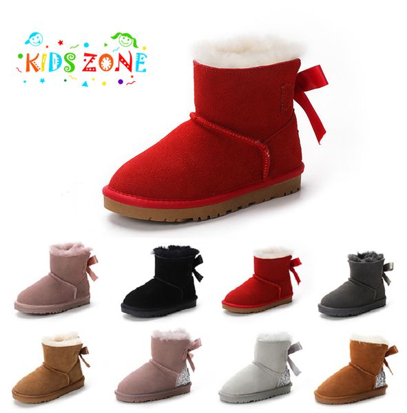 Chaussures pour enfants Designer Tasman pantoufles uggslies bottes enfants chaussure châtaigne fourrure Tazz Mules fille garçon Ultra Mini daim supérieur confortable automne hiver uggity plate-forme botte