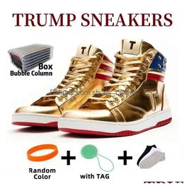 Hardloopschoenen T Trump Sneakers The Never Surrender High-Tops Designer 1 Ts Goud Custom Heren Outdoor Comfort Sport Casual Trendy Kant- Dhldv
