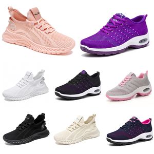 Chaussures de course femmes randonnée nouveaux hommes chaussures plates semelle souple mode violet blanc noir confortable sport couleur blocage Q90 GAI 77 Wo