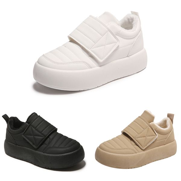 Zapatillas para correr con gancho y bucle para mujer, zapatillas deportivas con punta redonda, color negro, blanco y caqui, talla 36-40