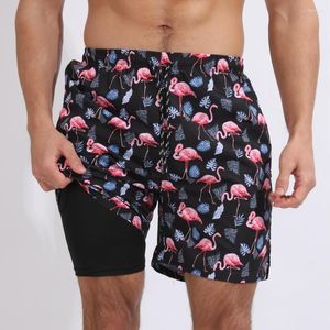 Short de course 2023 été ample hommes loisirs plage Sports imprimé Double couche Anti-lumière grande taille Capris