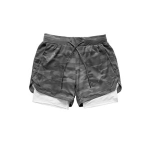 Running shorts 2024 Camo Men 2 In 1 Dubbel Deck Quick Dry Gym Sport Fitness Jogging workout Sports Korte broek Drop levering buitenshuis Otqah