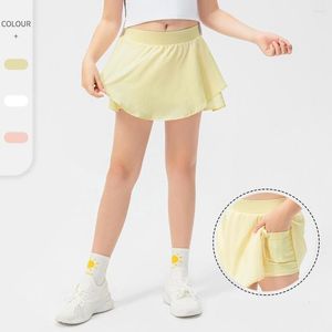 Short de course pour filles de 5 à 12 ans, jupe de sport de Tennis, taille haute, athlétique, avec poche pour école de Golf, vêtements de danse légers pour enfants