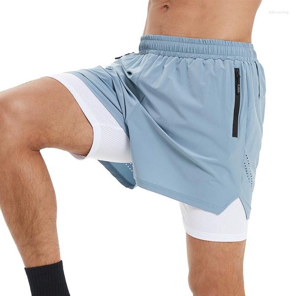 Short de course respirant 2 en 1 pour hommes, en Spandex, pour Jogging, Fitness, cyclisme, pantalons d'entraînement en plein air, sport, surf