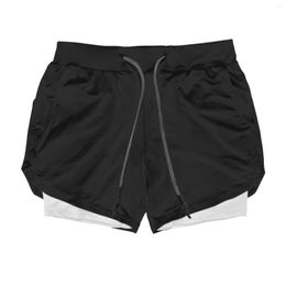 Short de course Élastique Été Doux Homme Polyester Sports de plein air Quotidien Double pont 2 en 1 Fitness Avec poche pour téléphone Séchage rapide