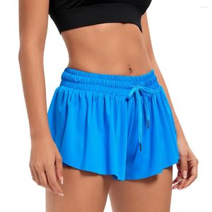 Pantalones cortos para correr atléticos fluidos para mujeres con forro faldas gimnasio ejercicio Yoga entrenamiento Spandex mariposa falda Athleisure