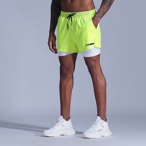 Courant Shorts Men 2 en 1 Sports Jogging Fitness Shorts Entraînement Formation rapide Hommes Hommes Gym Hommes Shorts Sport Gym Sport Pantalon Court 5 K78