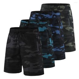 Running Shorts Hommes Fitness Sports Hommes Camouflage Poche zippée Respirant Séchage rapide