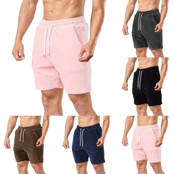 Shorts de course hommes décontracté travail mode mince cinq pantalons plage velours côtelé lin