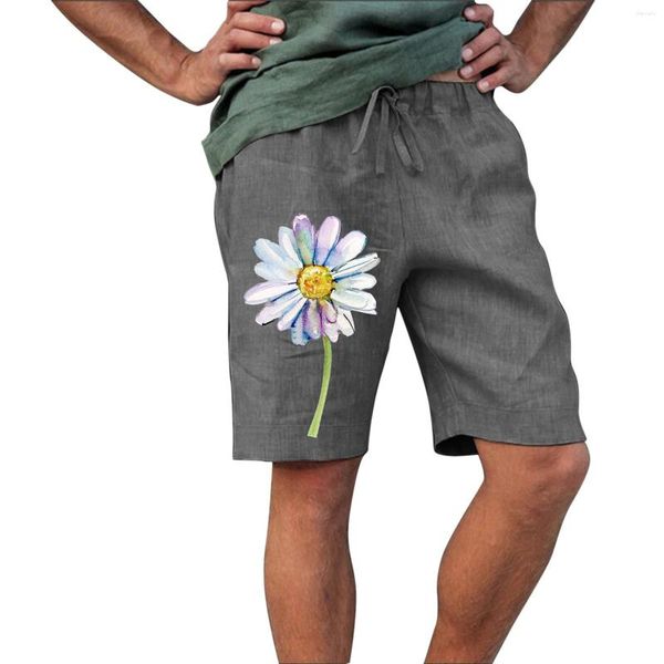 Shorts de course pour hommes à la mode décontracté été imprimé fleuri poche à cordon longue maille hommes vêtements d'entraînement