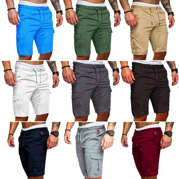 Pantalones cortos para correr Hombres Verde Cargo Verano Hombre Bolsillos con solapa Jogger Casual Trabajo Ejército Táctico