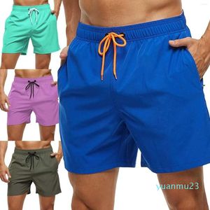 Hardloopshort heren effen kleur cropped casual strand met ritszakken voor training heren korte set