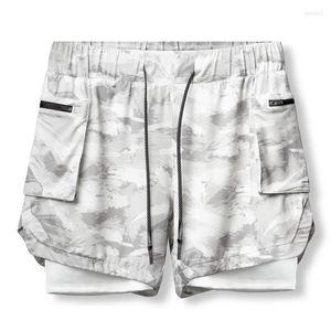 Running shorts mannen sport camo 2 in 1 dubbeldek snel droge gym fitness jogging workout kleding sport korte broek