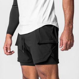 Hardloopshort Gespierde mannen 2 in 1 Dubbeldeks Sneldrogend GYM Sport Fitness Jogging Workout Zomer