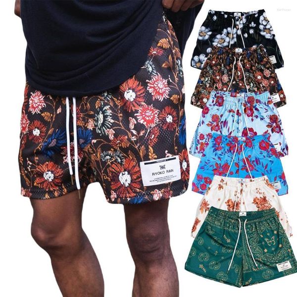 Pantalones cortos para correr, estilo de pintura, malla básica para hombre, pantalones de flores para mujer, pantalones de entrenamiento de baloncesto de verano, ropa deportiva de moda