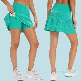 Short de course SHINBENE jupe de Tennis plissée légère taille haute jupes d'entraînement jupes de Badminton avec poches pour les femmes