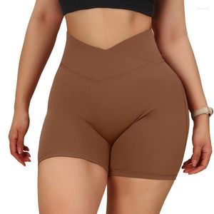 Shorts de course sport Yoga femmes sans couture mode couleur unie taille haute Push Up Stretch Gym athlétique jambières d'exercices