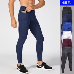 Lopende panty broek rits pocket fitness broek mannen atletische sport leggings compressie broek wintergear basislaag bodems