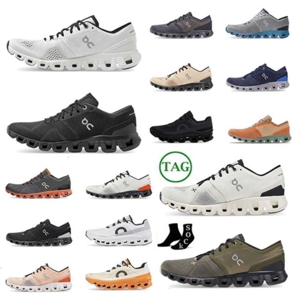 Baskets de course sur chaussures nuages x 3 noir blanc frêne orange Aloe Storm bleu rouille rouge sable minuit héron faon aimant mode femmes hommes baskets de créateurs