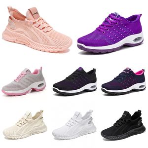 Running Women Chaussures Randonnée Nouveaux hommes Chaussures plates Soft Sole Fashion Purple blanc noir confortable Couleur sportive Blocage Q66 Gai 781