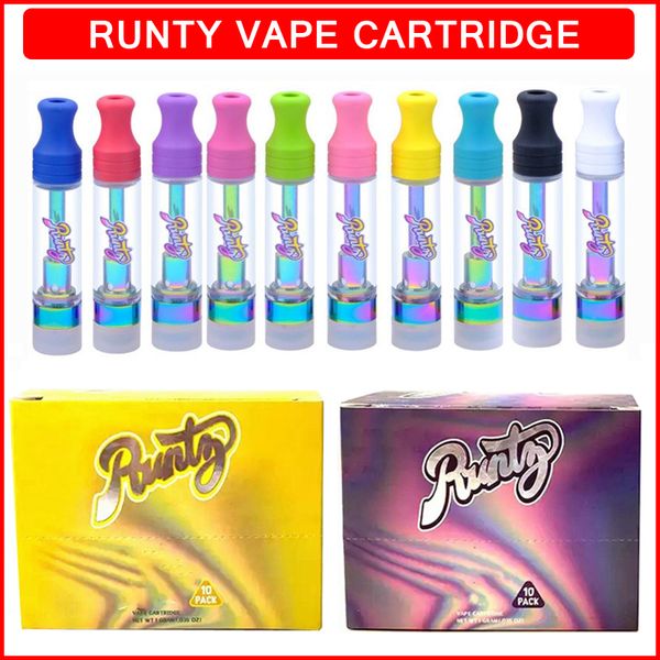 Runty Vape Cartucho Rainbow Cerámica Bobina Carros Vape Pen 0,8/1,0 ml Atomizador vacío 510 Hilo Aceite grueso con vaporizador de embalaje