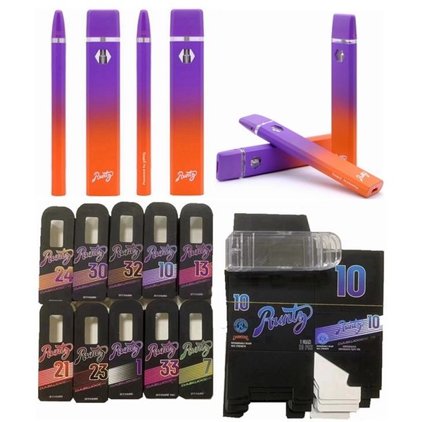 Runtz Runty Dabwoods Vapes vacíos desechables Estuche transparente Empaquetado Recargable 280mah 1.0ml Vaporizador 10 cepas en stock 100pcs