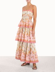 Runway jurk 2023 Shell Lace Peach Geleidelijk bloempatroon slanke rieme jurk ontworpen door Australian Designer 02