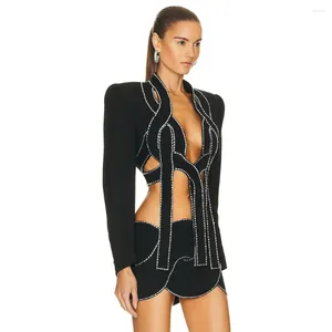 Robes de piste 2023 dames irrégulières sexy évider haut bandage serré mini robe de mariage célébration d'anniversaire vêtements de fête en gros