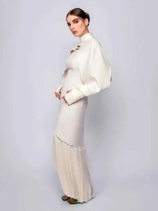 Runway jurken baljurk met lange mouwen o-neck hoge spleet avondjurk met achtersplit kwanden voor speciale gelegenheden in Saoedi-Arabië 2024