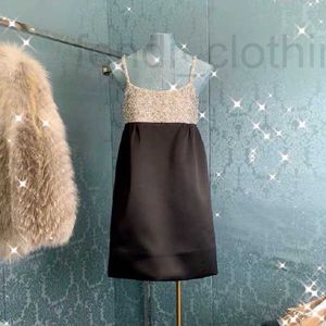 Runway jurken Designer 2021 Zwart blingbling korte vrouwen jurk Milan spaghetti starps kristallen kralen sexy bodycon vestidos de festa 72419 9d3e