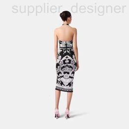 Runway -jurken Designer 2024 Lente/zomer Nieuwe Medusa Dopamine Slim Fit Dames Luxe Feeling Open Back Suspended Strap Pure Desire Style Dress S6Uy