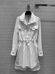 Runway -jurken Designer Milan Dress 2023 Nieuwe lente zomer reversnek met lange mouwen dezelfde stijl dres dlhe