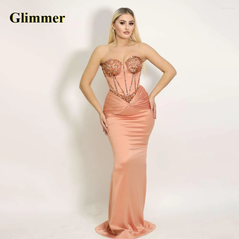 Runway Dresses Glimmer Fashionable Mermaid Celebrity Satin Sweetheart Sequines Crystals Sleeveless Vestido De Formatura Made To Order