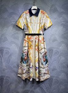 Vestidos de pasarela, vestidos largos de diseñadores australianos, nuevo vestido sexy floral de múltiples capas para otoño, vestido estampado con corte de cintura y botones