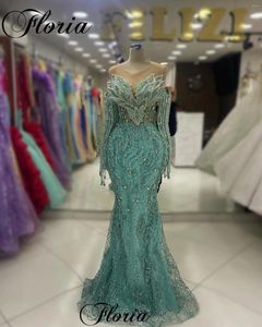 Runway-jurken Mintgroen Speciale celebrity off-shoulder elegant avondfeest met kristallen vestidos de noche pography-jurk