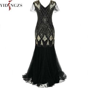 Runway jurken plus size size jurk zwarte gouden pailletten kralen formele lang avondfeestjurk lange prom -prom jurk ga81 y240426
