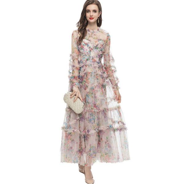 Robes de piste Femmes o couches à manches longues concepteurs de mode à plusieurs niveaux Maxi Vestidos Party Prom Robe Drop Livilt Delivery Dh8fu