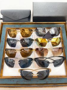 Lunettes de soleil de piste pour hommes lunettes de créateur incurvées ultra fines en métal jaune doré lentilles sans monture ornées de triangles à facettes nouvelle mode cadre carré