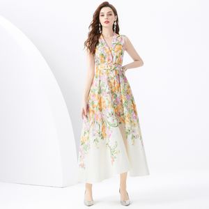 Pista Vintage Floral Impreso Mujeres Damas Vestidos Notch Lapel V Cinturón Botón delantero MANEVELESS A-LINE Spring Summer Autumn Outum